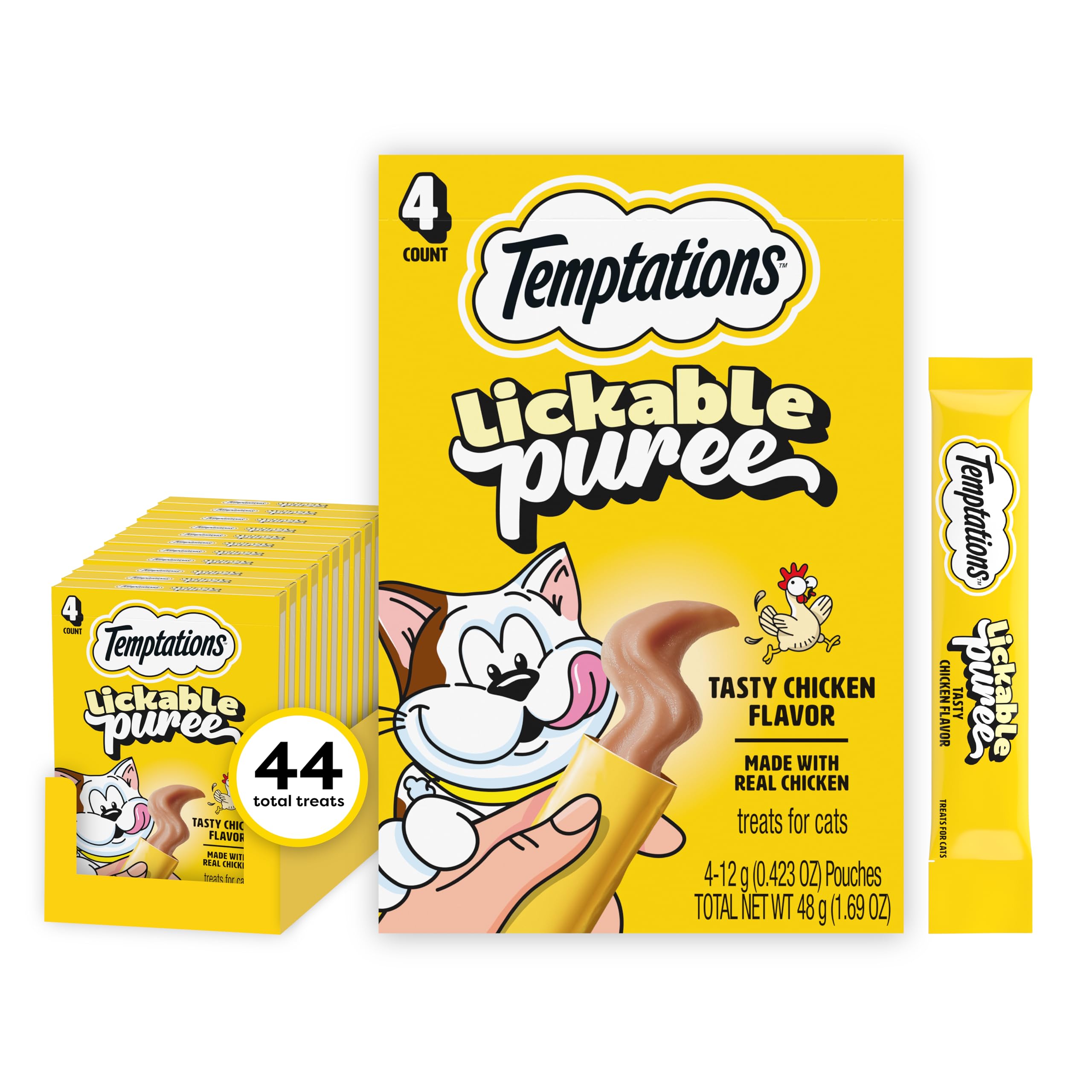 Temptations Creamy Puree Lickable Cat Treats, Beef Liver, 16 Count