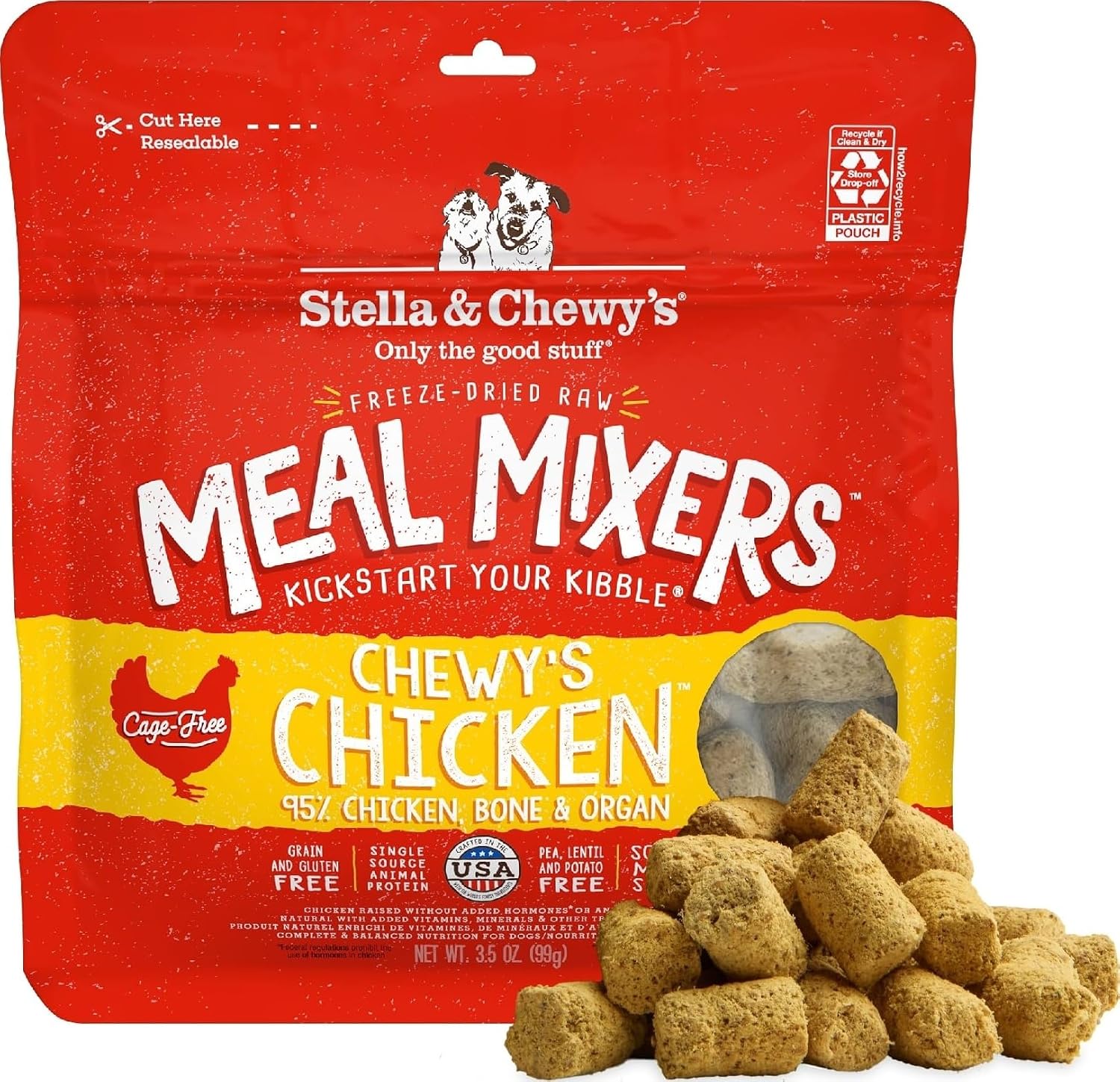Stella & Chewy's Freeze-Dried Raw Beef Meal Mixers- Dog Food Topper and Mixer - Made with 95% Grass-Fed Beef, Organs & Bone - Perfect for Picky Eaters - Grain-Free - 7 oz