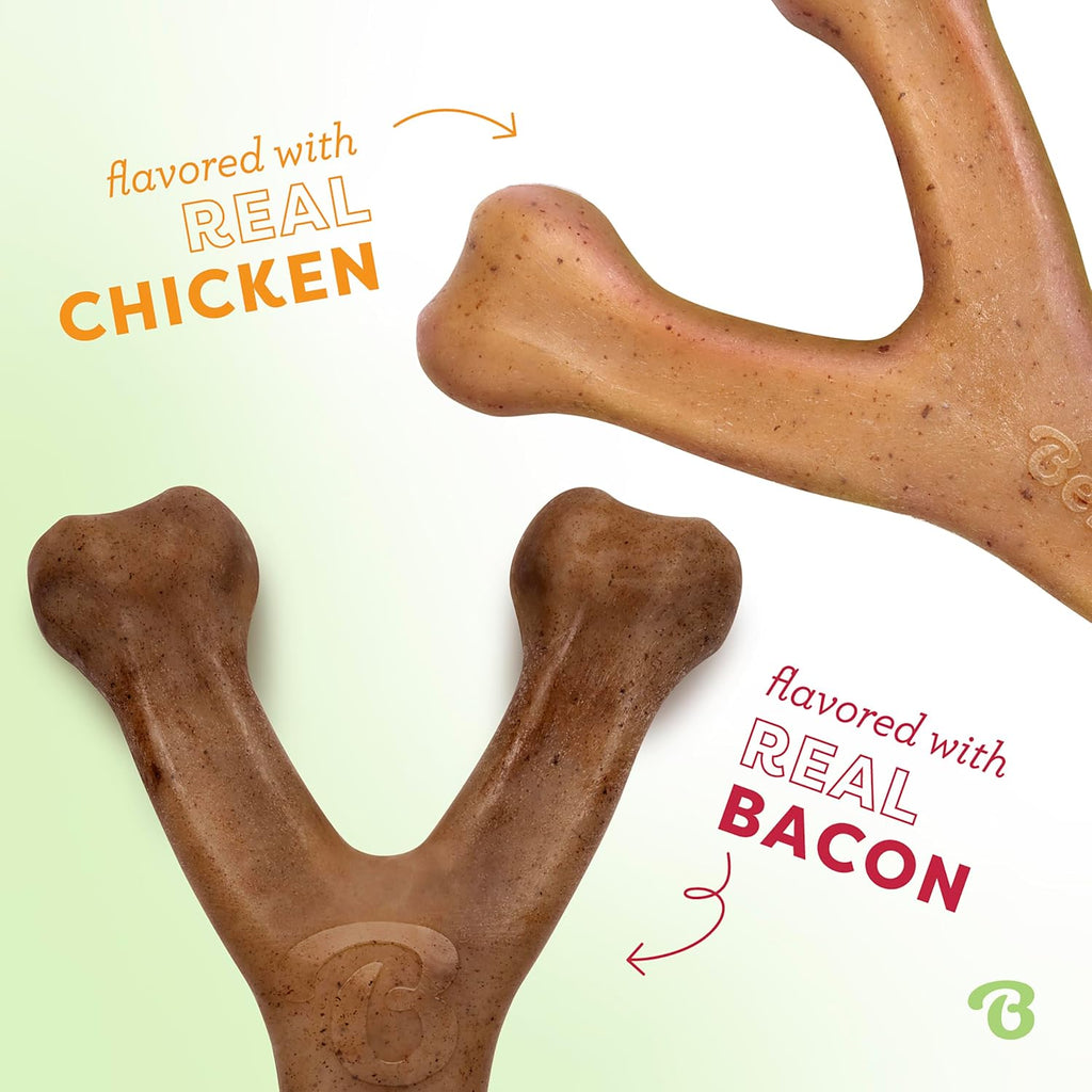 Benebone Wishbone Durable Dog Chew Toy for Aggressive Chewers, Real Bacon, Made in USA, Medium
