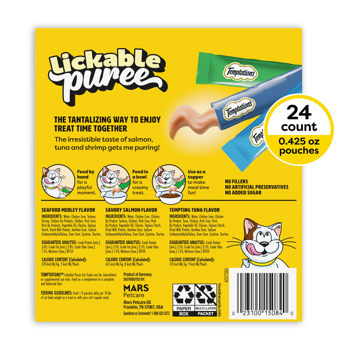 Temptations Creamy Puree Lickable Cat Treats, Beef Liver, 16 Count
