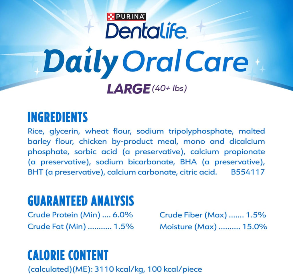 Dentalife Purina Daily Oral Care Dental Dog Treats for Large Dogs, 30 ct