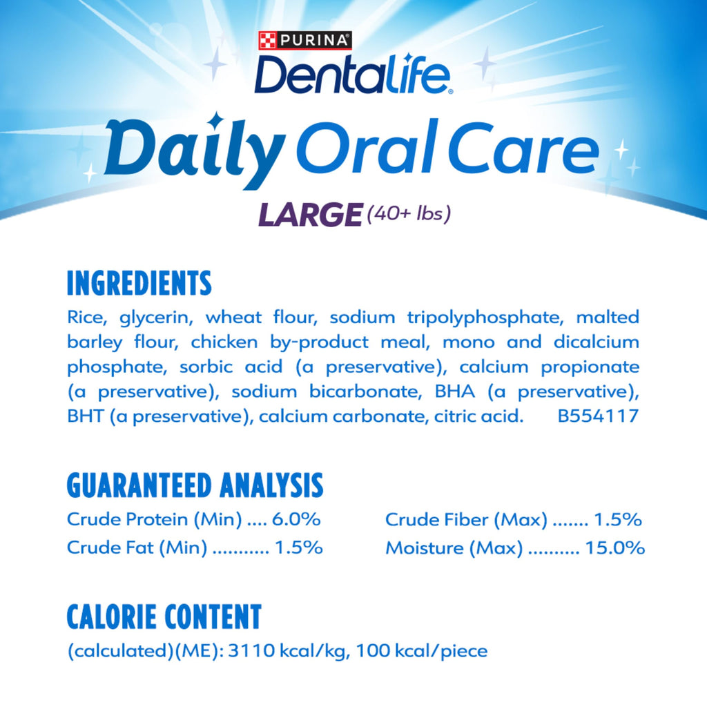 Dentalife Purina Daily Oral Care Dental Dog Treats for Large Dogs, 30 ct
