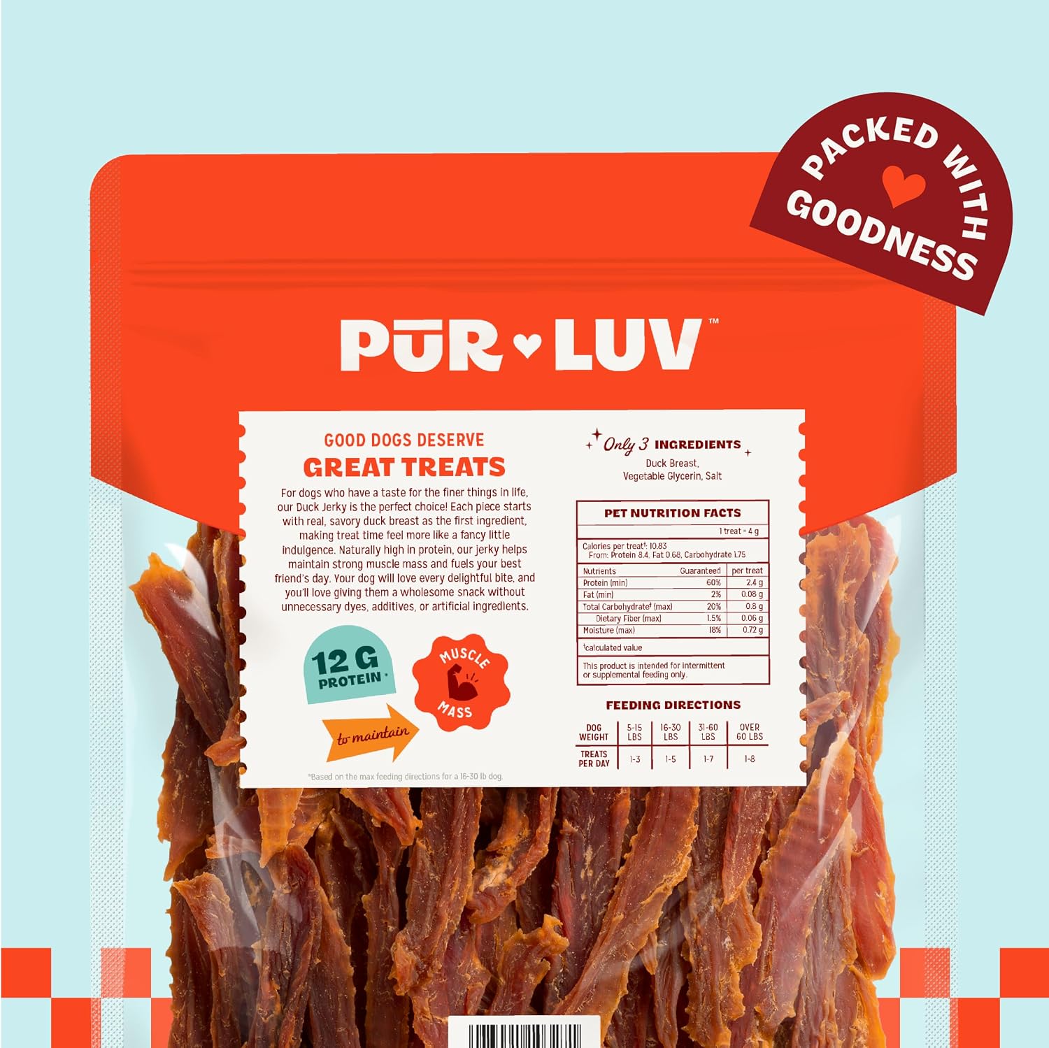 Pur Luv Dog Treats, K9 Kabobs Made with Real Chicken, Duck, and Sweet Potato, 12 Ounces, Dog Snacks, Healthy, Easily Digestible, Long-Lasting, High Protein Treat, Satisfies Urge to Chew