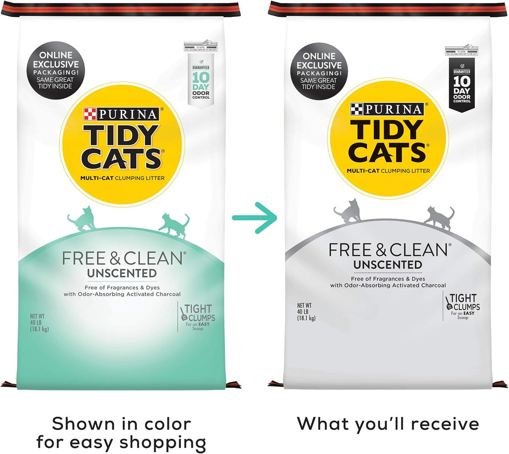 Purina Tidy Cats Free and Clean Unscented Clumping Cat Litter, 38 lb Box