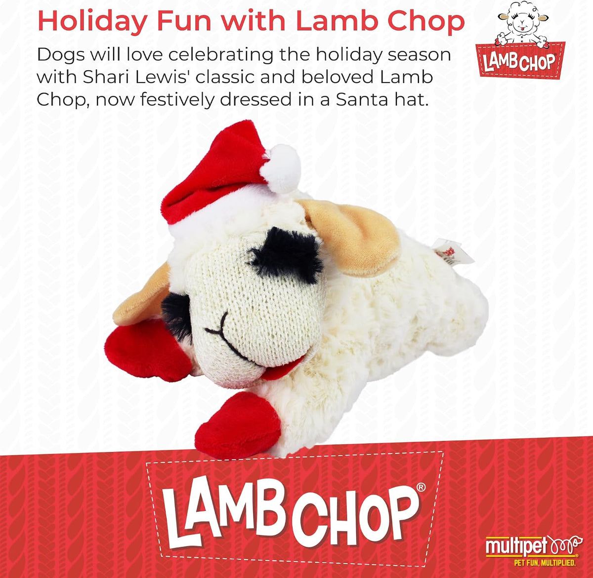 Multipet Lamb Chop Dog Plush Toy - Squeaky Toy for All Dogs - Extra Soft Plush - Stuffed Animal Dog Toy for Cuddling & Playing - Cute Pet Toy (6", Cream)