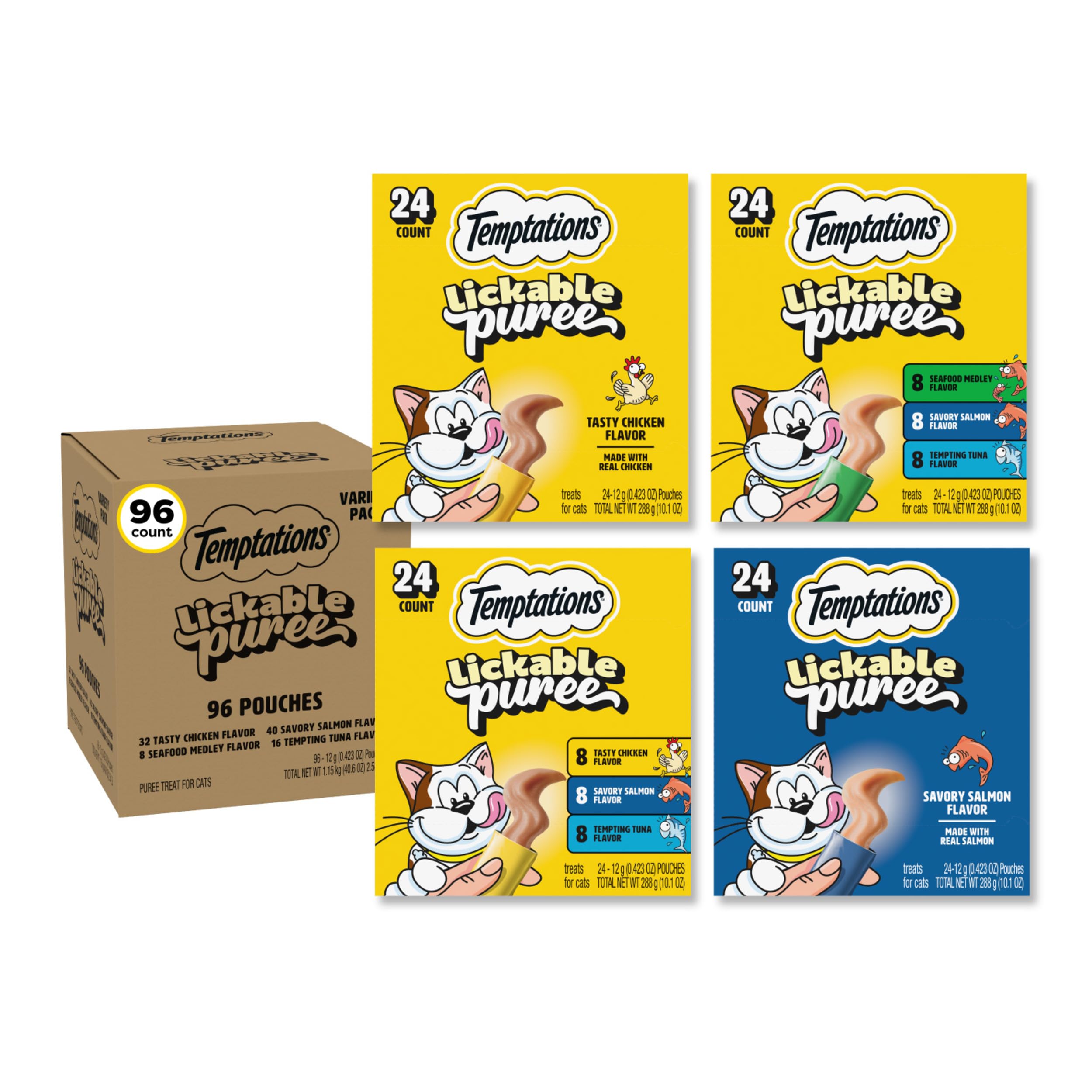 Temptations Creamy Puree Lickable Cat Treats, Beef Liver, 16 Count