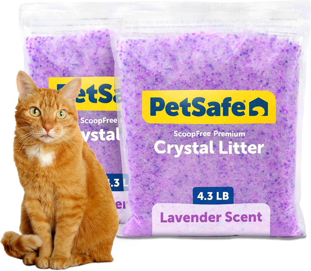 PetSafe ScoopFree Premium Crystal Litter, Lavender Scent, 4.3Lb Bag, 2 Pack