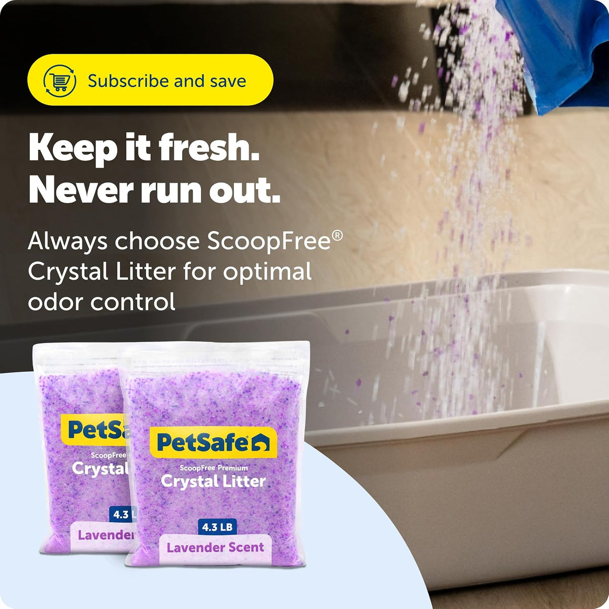 PetSafe ScoopFree Premium Crystal Litter, Lavender Scent, 4.3Lb Bag, 2 Pack