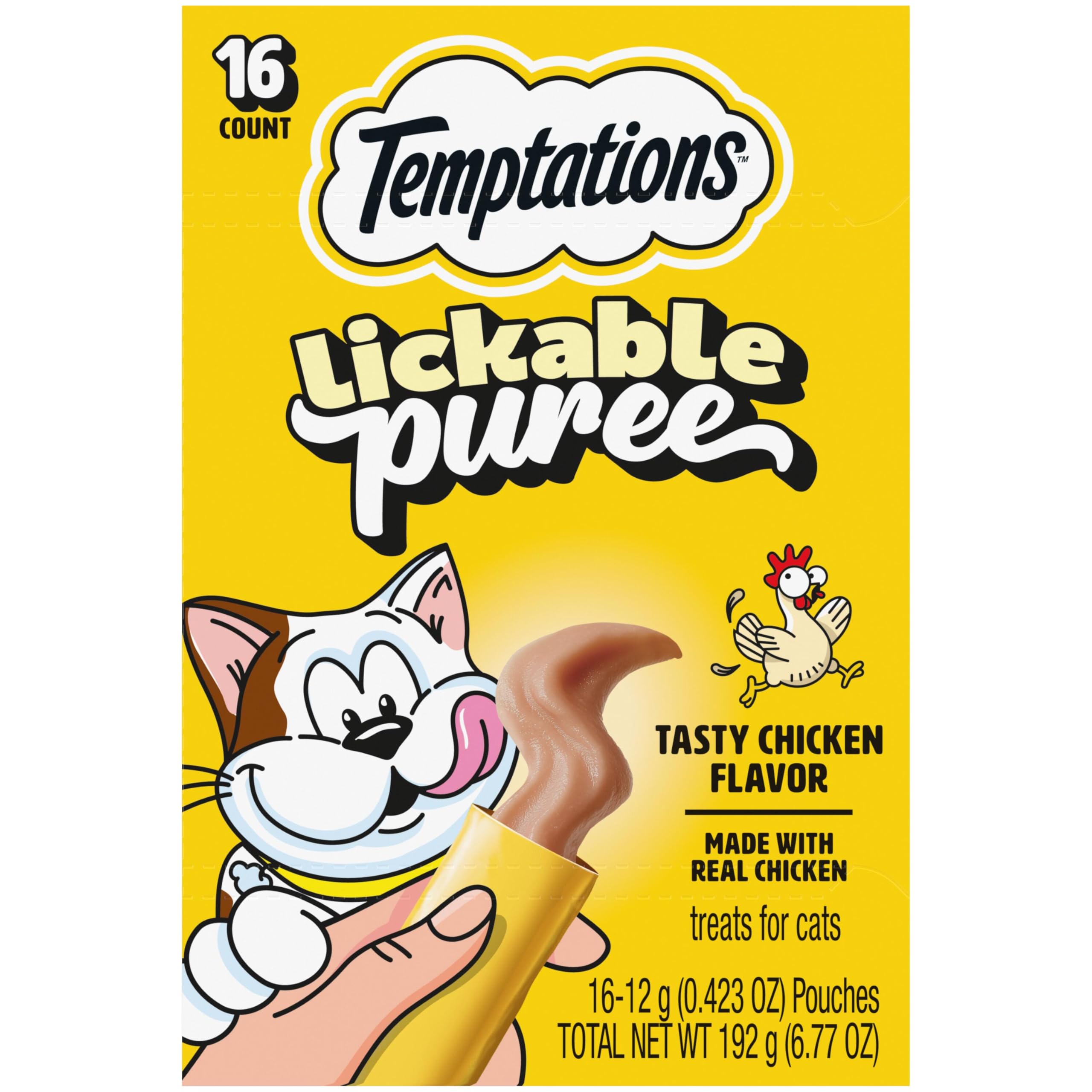 Temptations Creamy Puree Lickable Cat Treats, Beef Liver, 16 Count