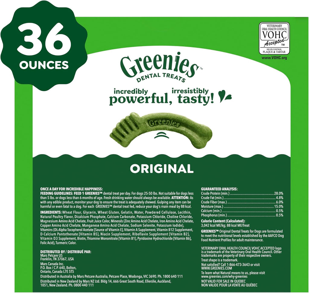 Greenies Regular Dental Dog Treats, Original Chicken Flavor, 36 Count