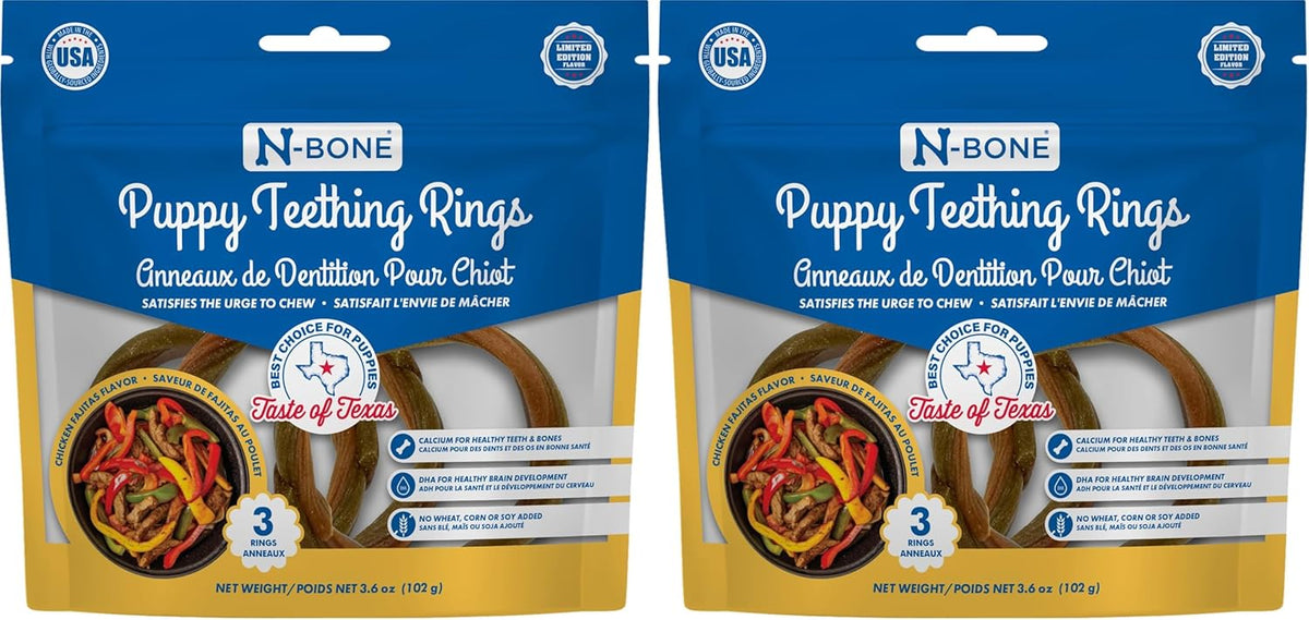 N-Bone Puppy Teething Rings, Chicken Flavor, Natural Puppy Teething Chews & Chew Treats, Helps Soothe Teething Gums, Calcium Enriched, 6 Rings