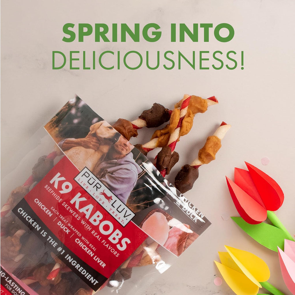 Pur Luv Dog Treats, K9 Kabobs Made with Real Chicken, Duck, and Sweet Potato, 12 Ounces, Dog Snacks, Healthy, Easily Digestible, Long-Lasting, High Protein Treat, Satisfies Urge to Chew