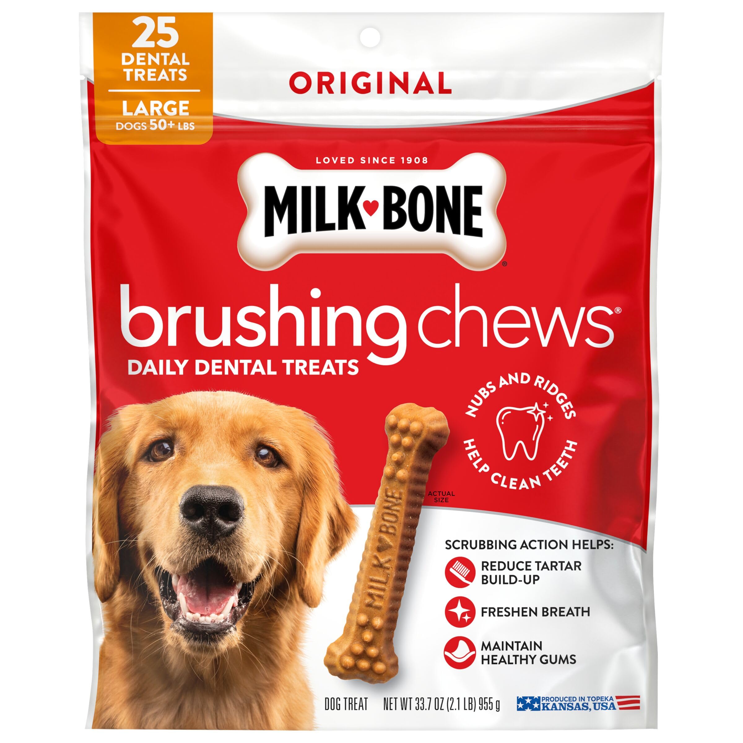 Milk-Bone Brushing Chews, Small/Medium, Original Flavor, 35 Dental Treats