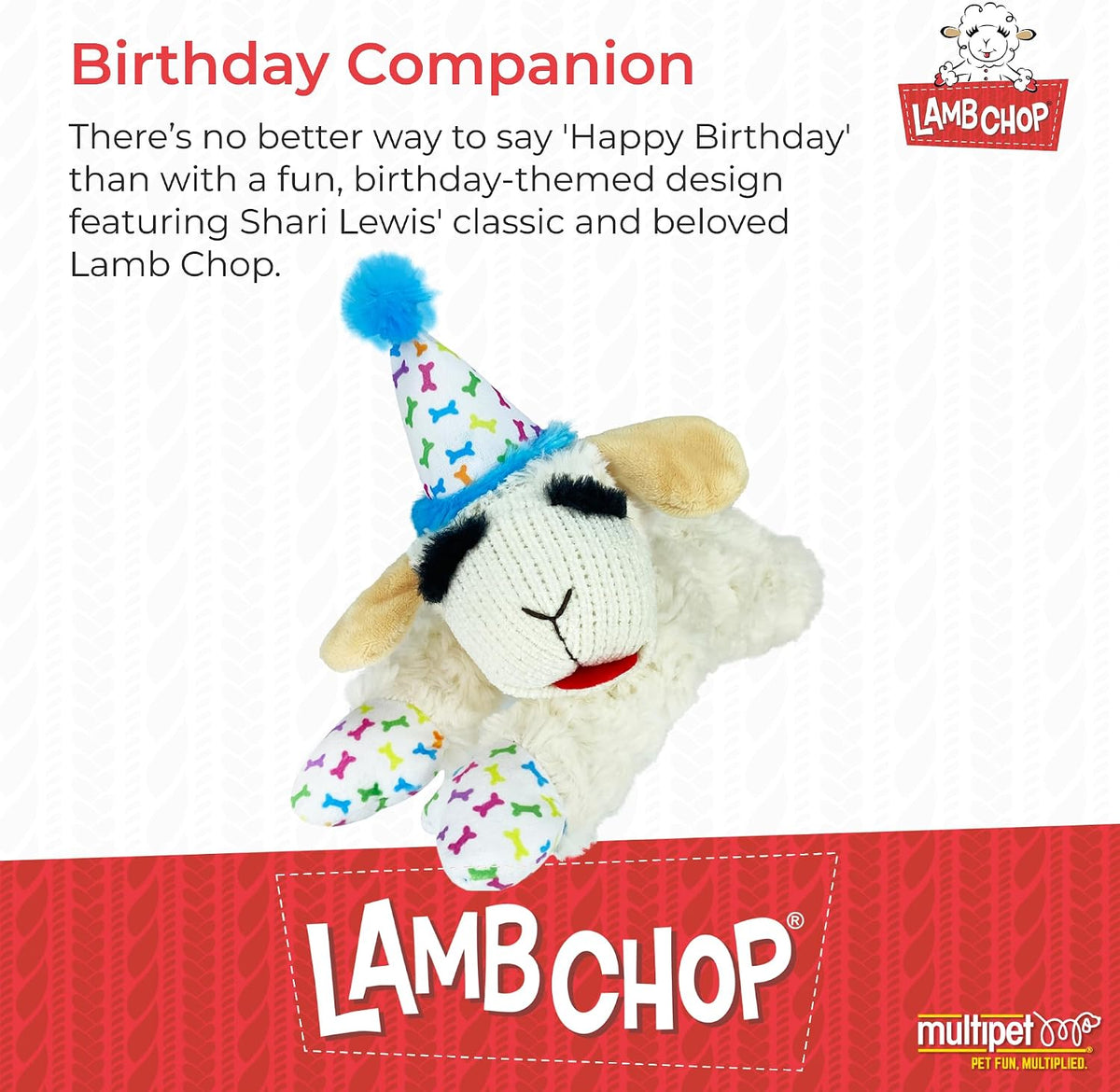 Multipet Lamb Chop Dog Plush Toy - Squeaky Toy for All Dogs - Extra Soft Plush - Stuffed Animal Dog Toy for Cuddling & Playing - Cute Pet Toy (6", Cream)
