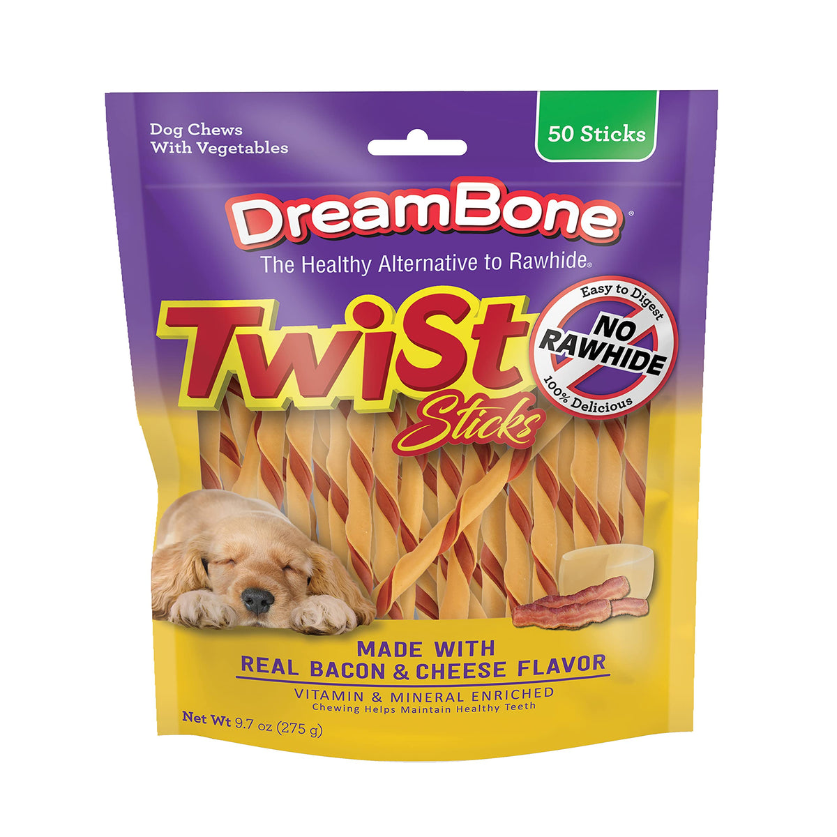DreamBone Twist Sticks Rawhide-Free Dog Treats With Real Protein, 50 Count