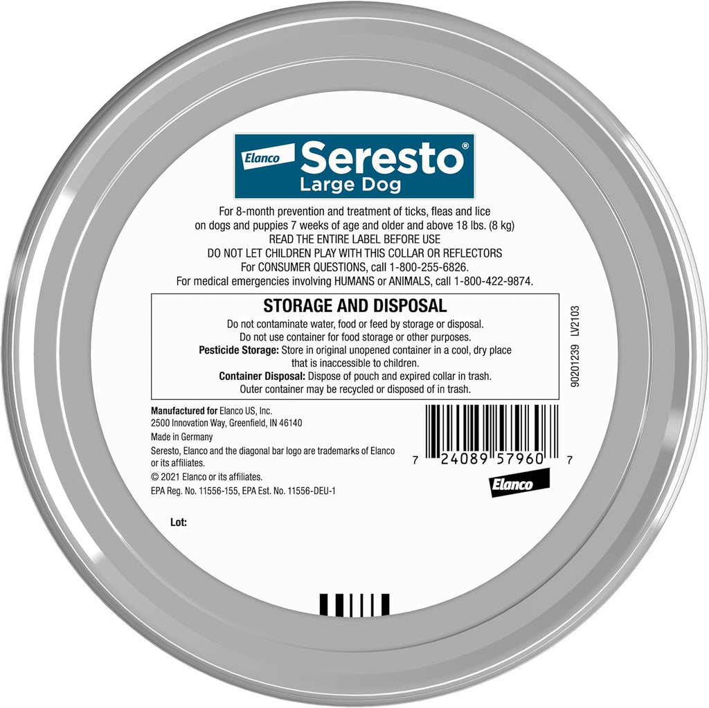 Seresto Large Dog Vet-Recommended Flea & Tick Treatment & Prevention Collar for Dogs Over 18 lbs. | 2-Pack
