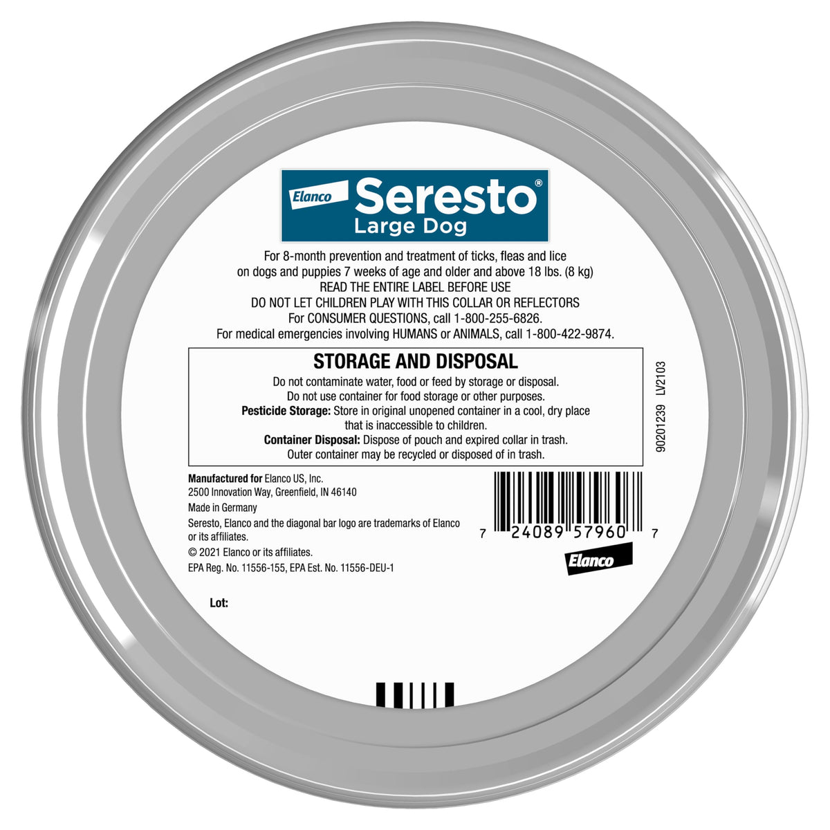 Seresto Large Dog Vet-Recommended Flea & Tick Treatment & Prevention Collar for Dogs Over 18 lbs. | 2-Pack