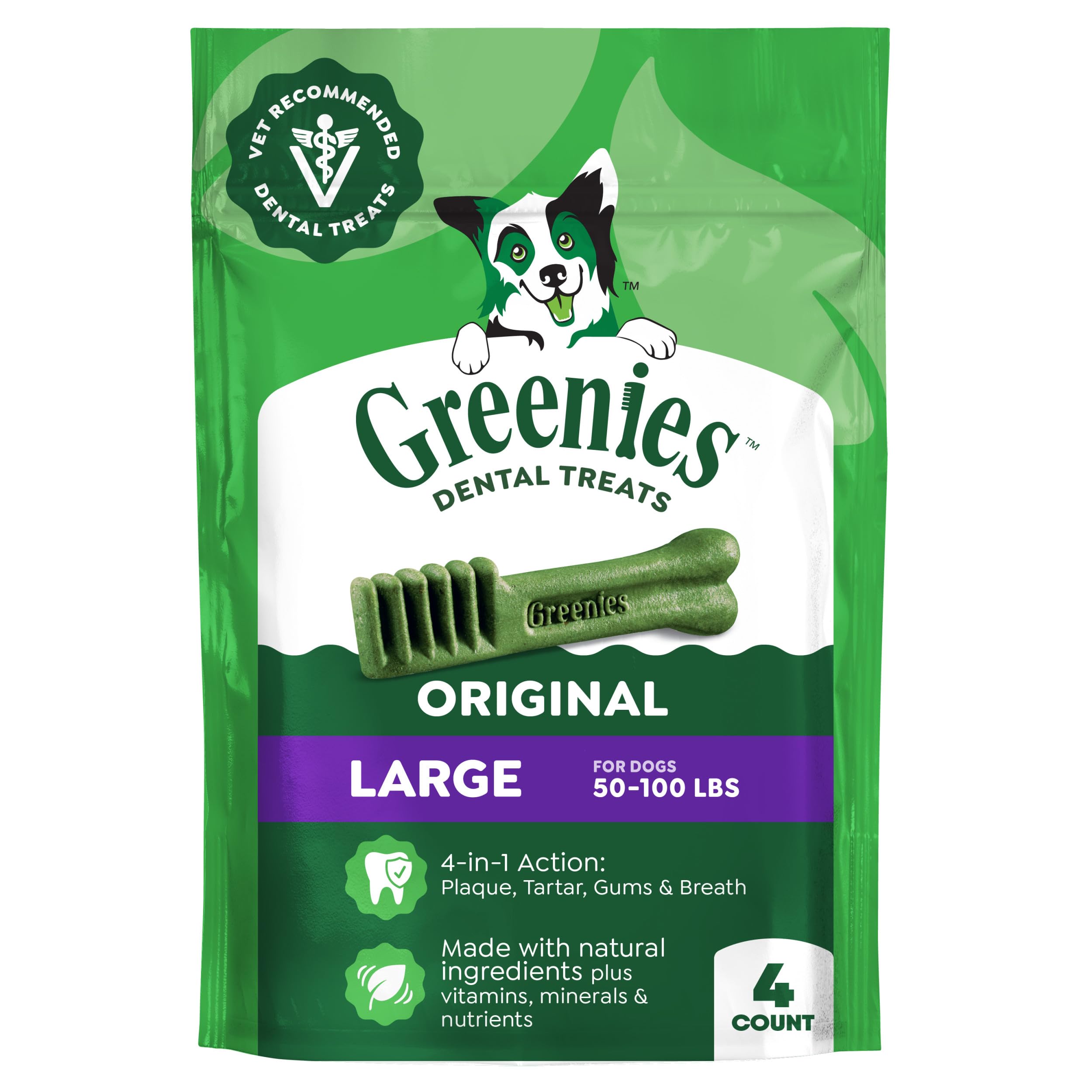 Greenies Large Natural Dental Dog Treats, Original Flavor, 17 Count