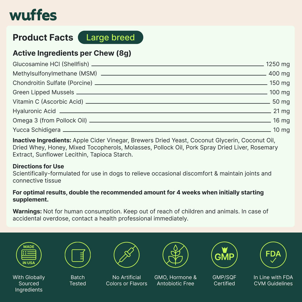 Wuffes Advanced Hip & Joint Chews for Small & Medium Dogs, Vet Recommended