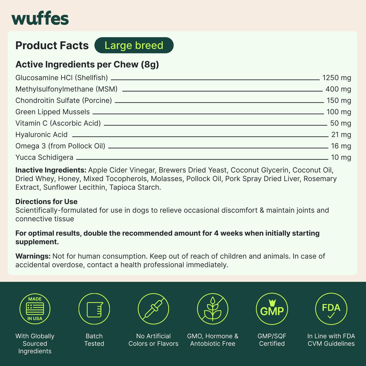 Wuffes Advanced Hip & Joint Chews for Small & Medium Dogs, Vet Recommended