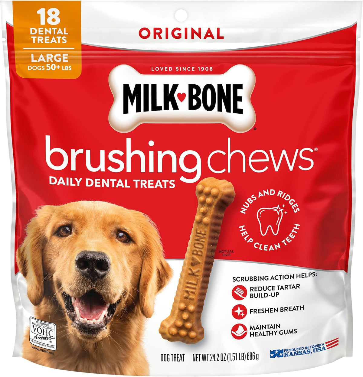 Milk-Bone Brushing Chews, Small/Medium, Original Flavor, 35 Dental Treats