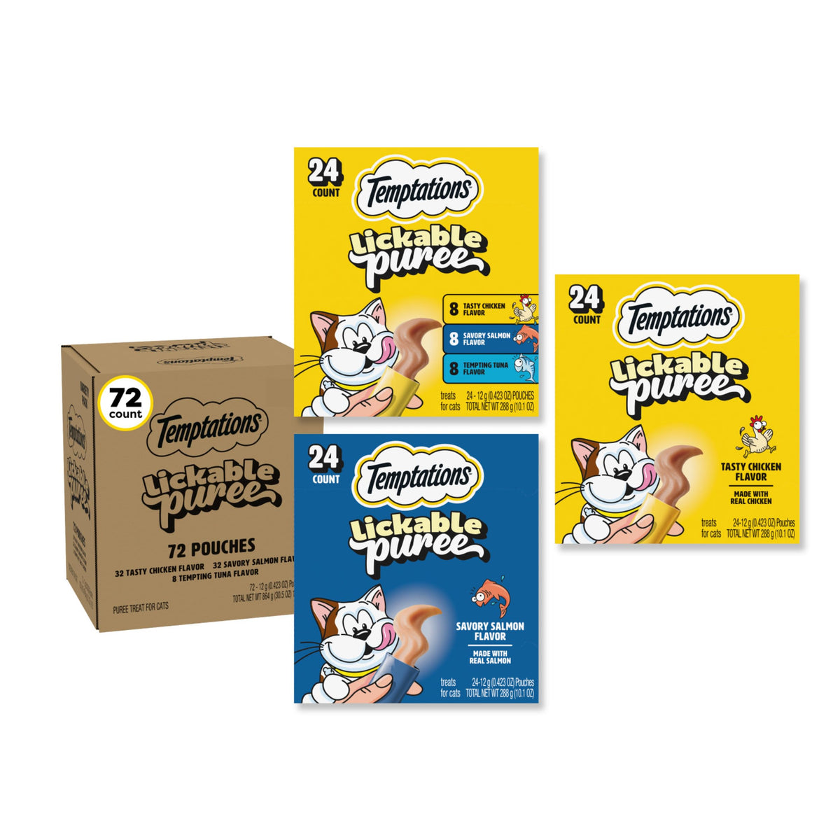 Temptations Creamy Puree Lickable Cat Treats, Beef Liver, 16 Count