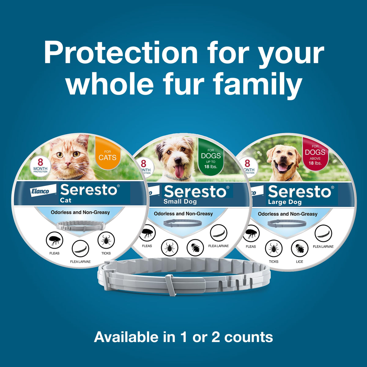 Seresto Large Dog Vet-Recommended Flea & Tick Treatment & Prevention Collar for Dogs Over 18 lbs. | 2-Pack
