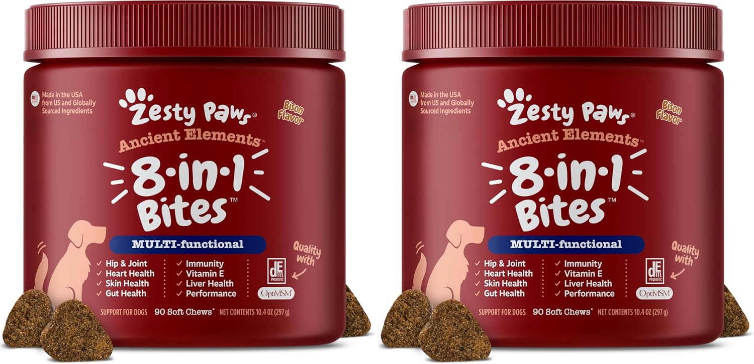 Zesty Paws Dog Vitamins - Dog Multivitamin Chews, Bison, 90 Ct