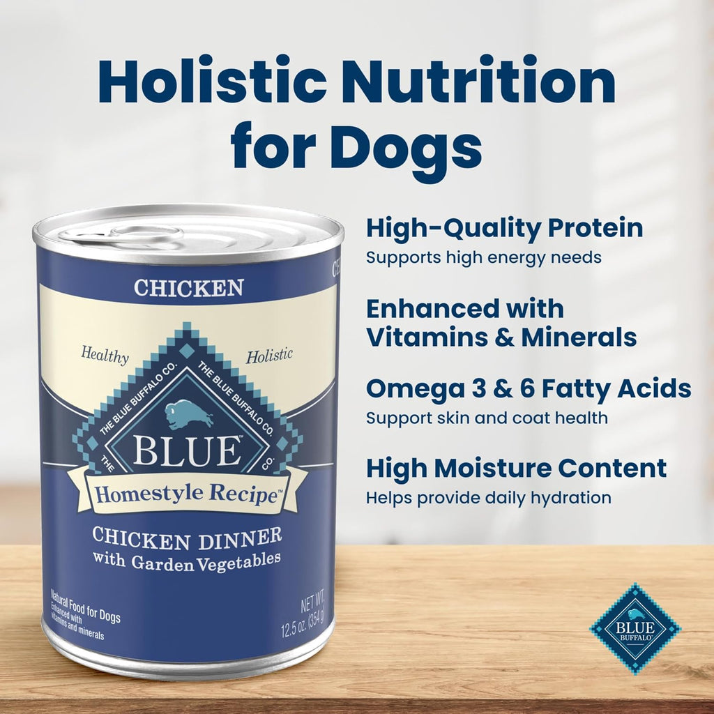 Blue Buffalo Homestyle Recipe Chicken Adult Wet Dog Food, 12.5 oz, 12 ct