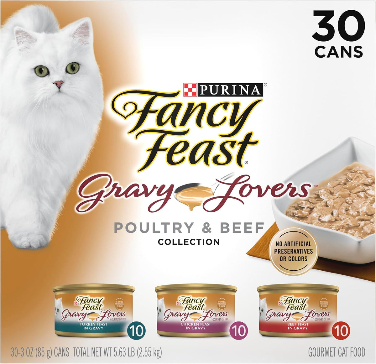 Purina Fancy Feast Gravy Lovers, Poultry & Beef Wet Cat Food, 3oz, 24-Pack