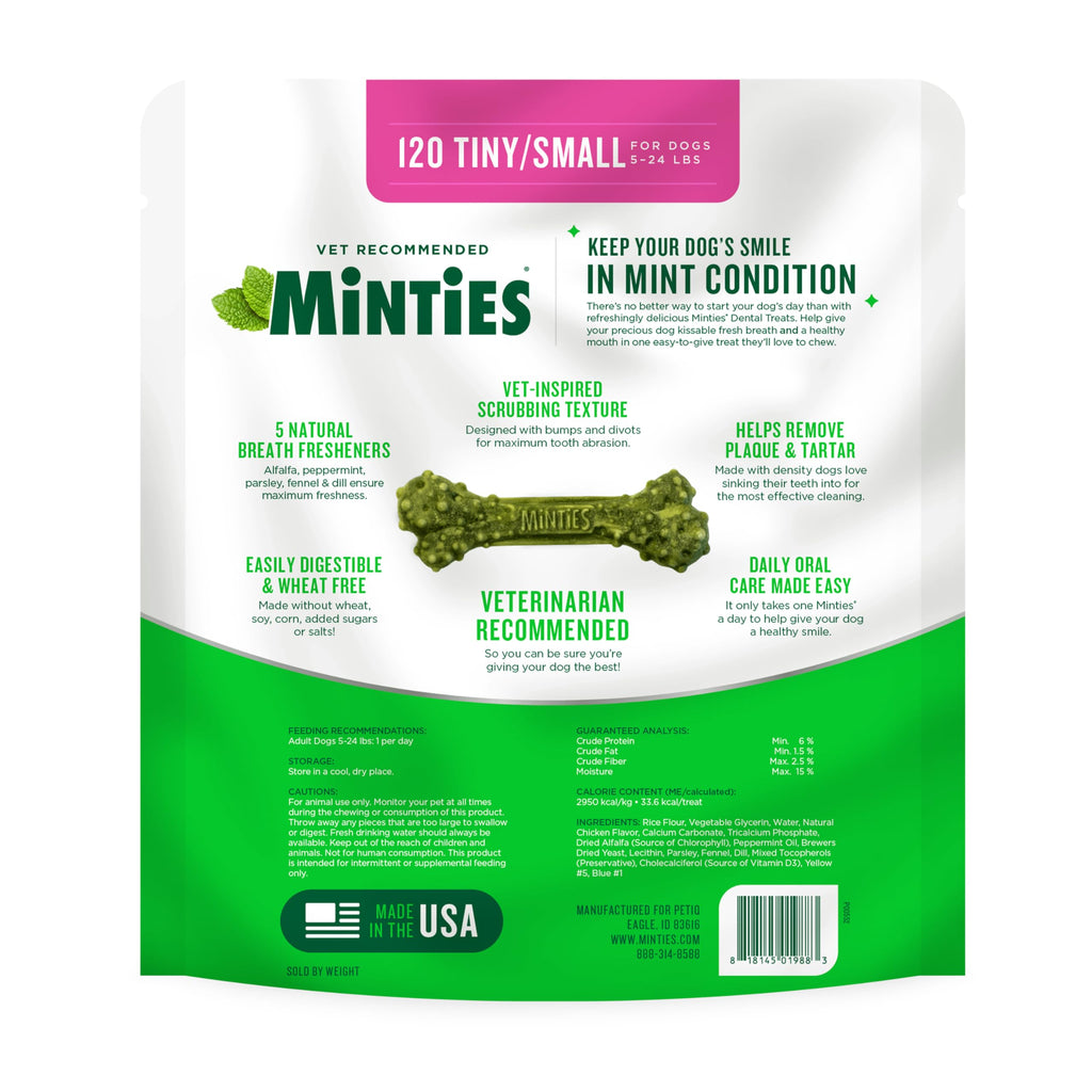 Minties Dental Chews for Dogs, 36 Count, Vet-Recommended Mint-Flavored Dog Treats for Large Breeds Over 50 lbs, Dental Bones Clean Teeth, Fight Bad Breath, Removes Plaque and Tartar