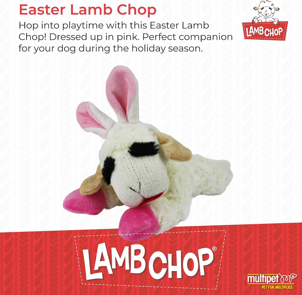 Multipet Lamb Chop Dog Plush Toy - Squeaky Toy for All Dogs - Extra Soft Plush - Stuffed Animal Dog Toy for Cuddling & Playing - Cute Pet Toy (6", Cream)