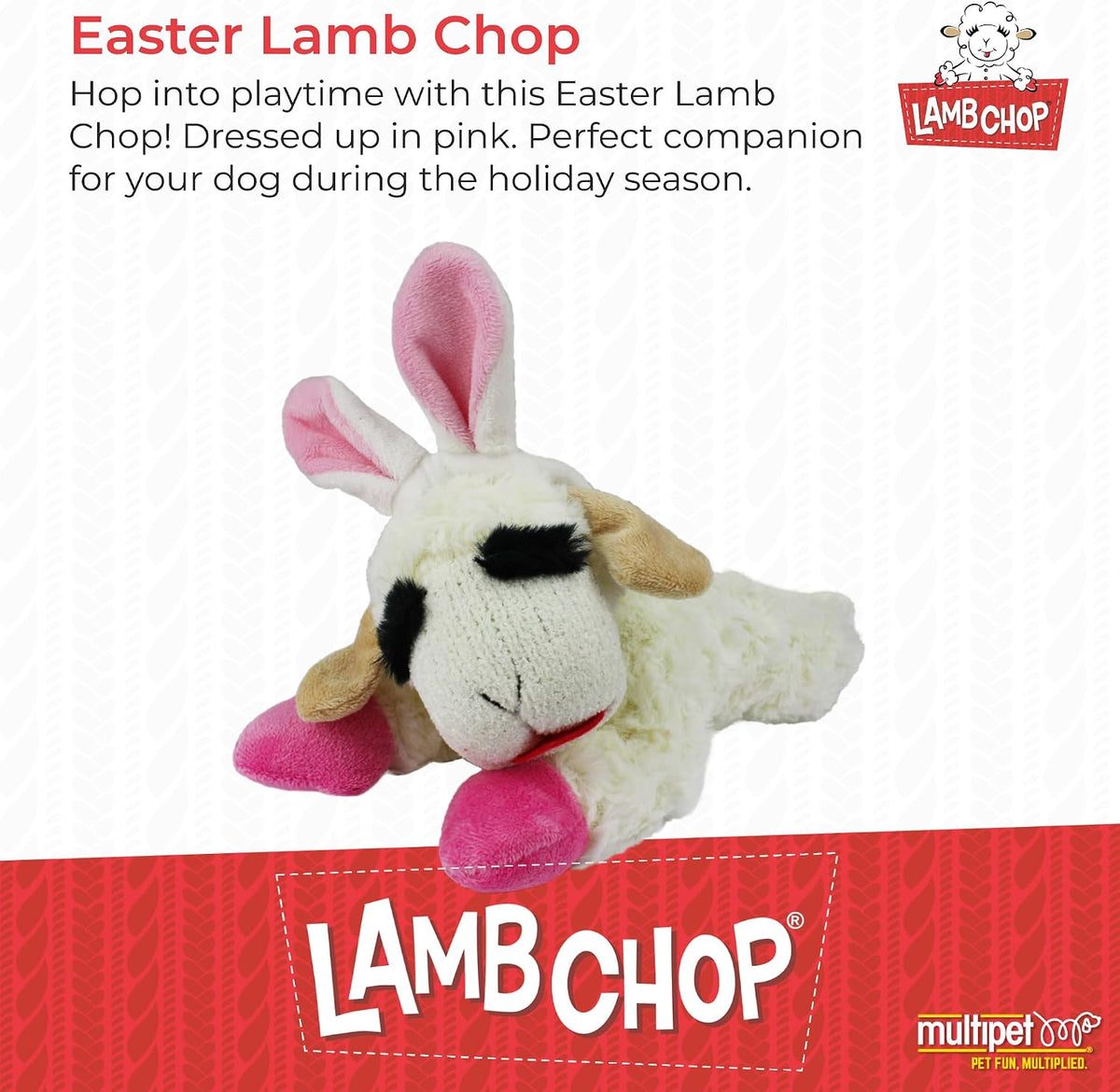 Multipet Lamb Chop Dog Plush Toy - Squeaky Toy for All Dogs - Extra Soft Plush - Stuffed Animal Dog Toy for Cuddling & Playing - Cute Pet Toy (6", Cream)