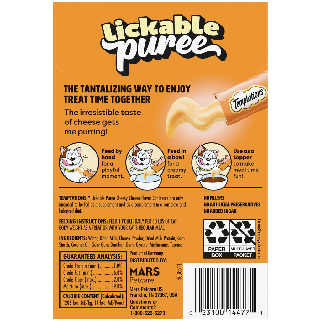 Temptations Creamy Puree Lickable Cat Treats, Beef Liver, 16 Count