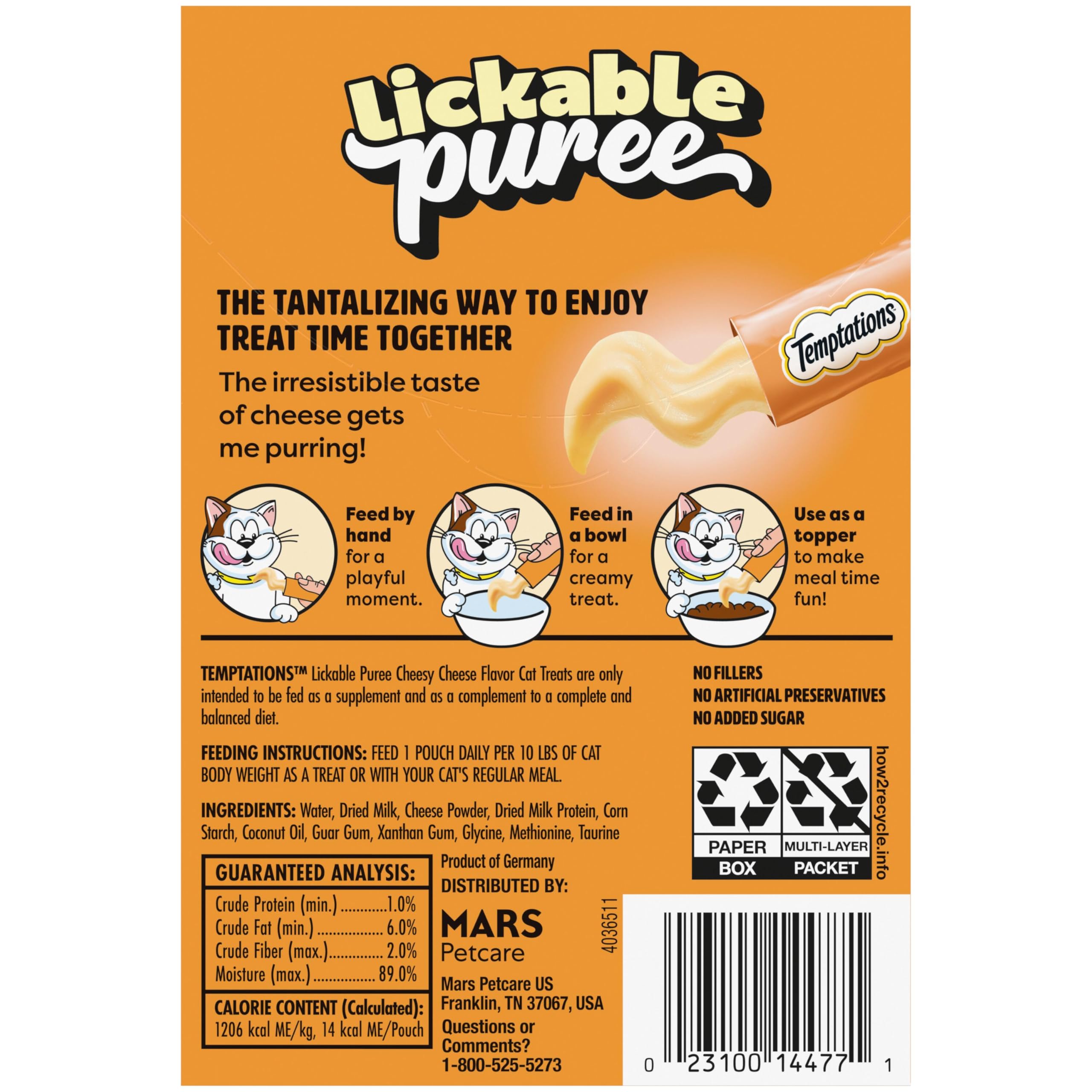 Temptations Creamy Puree Lickable Cat Treats, Beef Liver, 16 Count