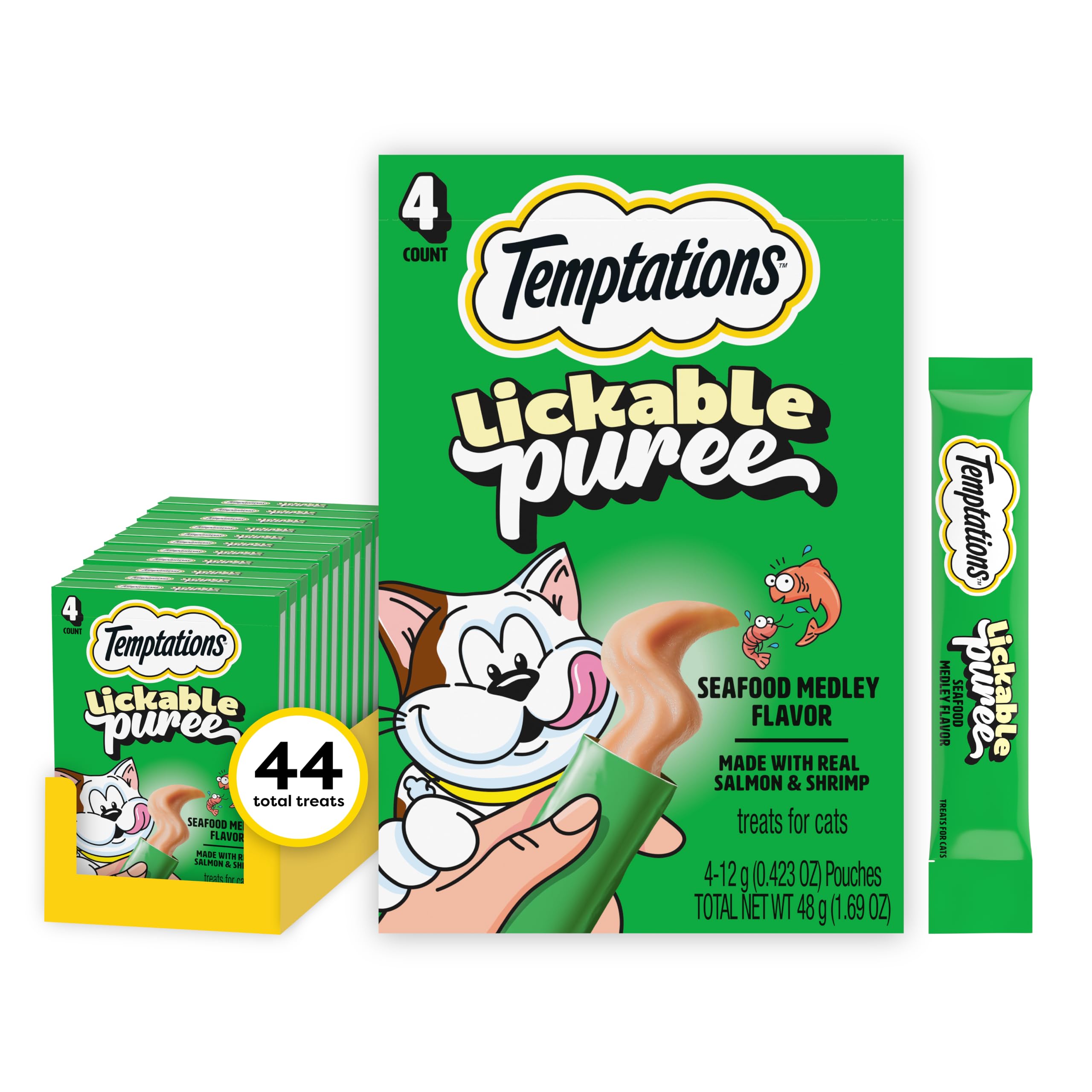 Temptations Creamy Puree Lickable Cat Treats, Beef Liver, 16 Count