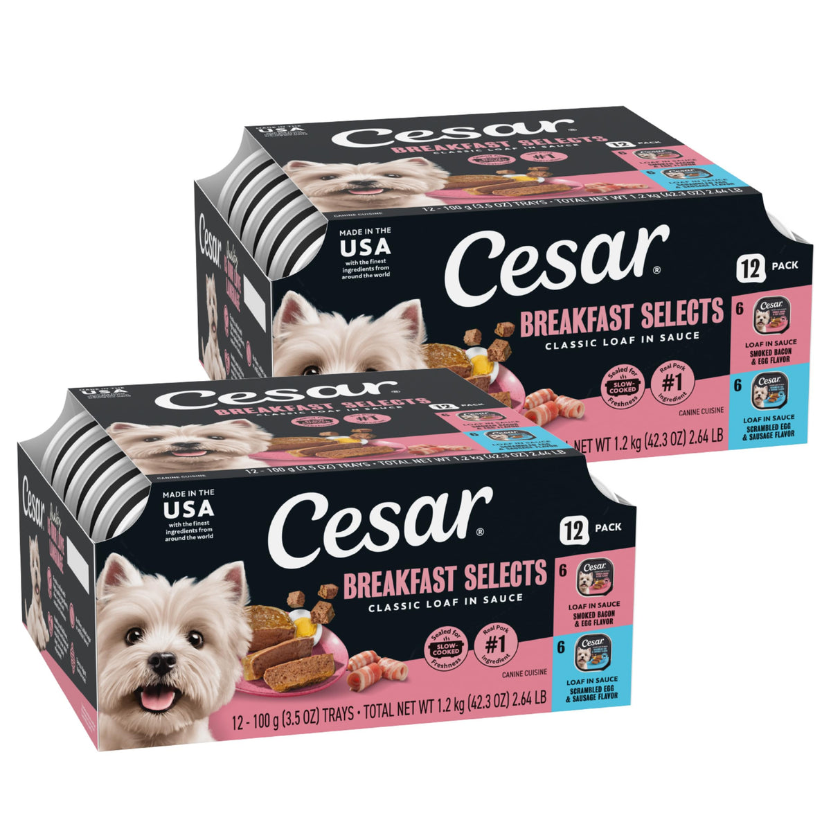 Cesar Classic Loaf in Sauce Wet Dog Food, Meaty Selects, 3.5 oz, 24 Count