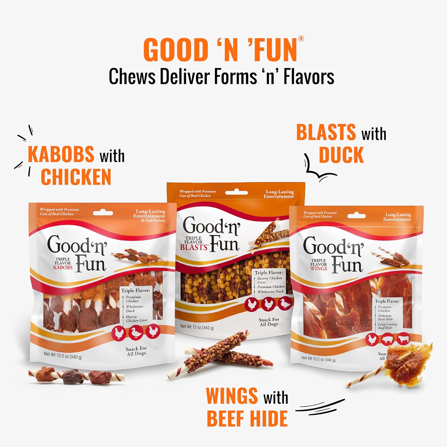 GOOD 'N' FUN Wings Long-Lasting Dog Treat Made with Real Protein, 24 oz