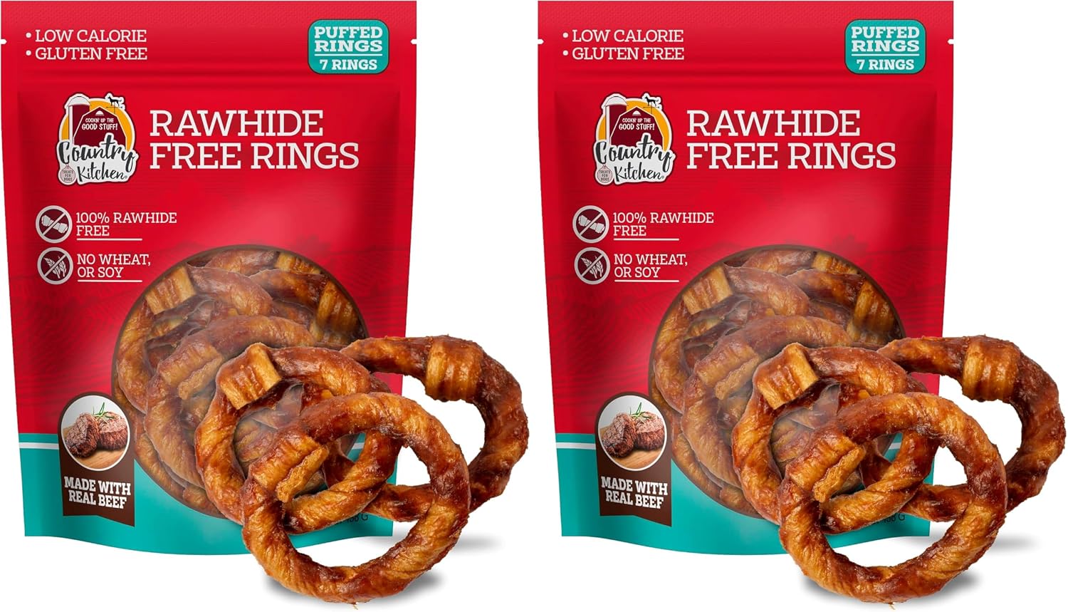 Country Kitchen Rawhide Free, Beef Twists Dog Chews, 9 Count (Pack of 12)