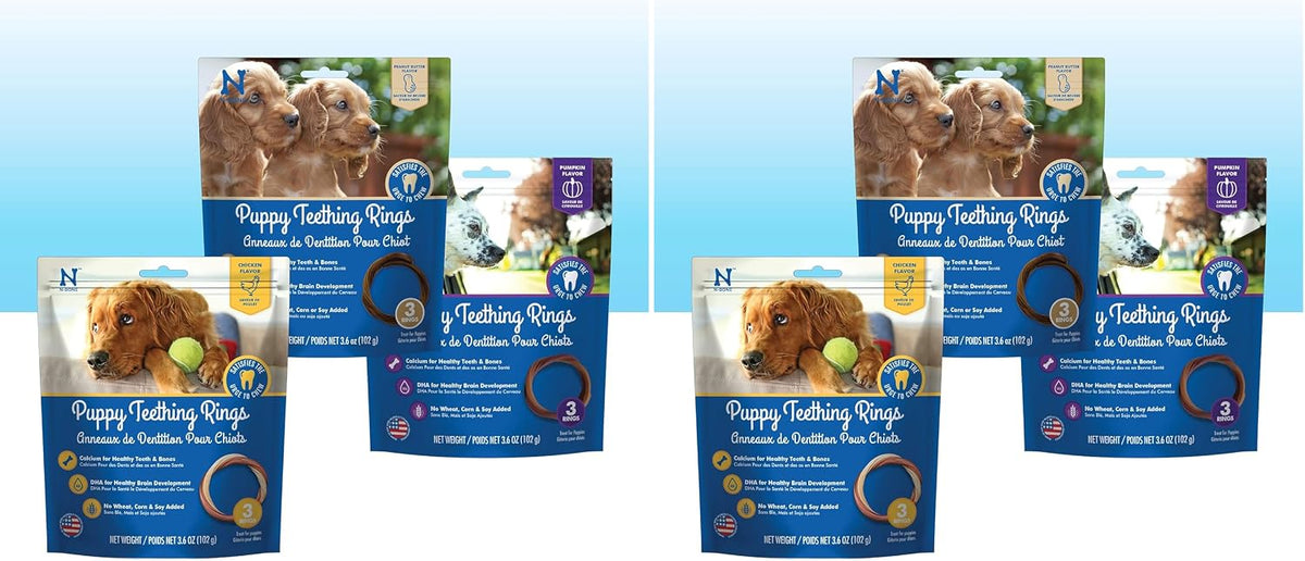 N-Bone Puppy Teething Rings, Chicken Flavor, Natural Puppy Teething Chews & Chew Treats, Helps Soothe Teething Gums, Calcium Enriched, 6 Rings