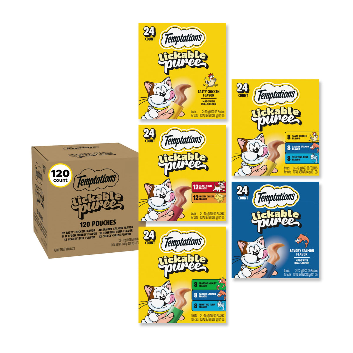 Temptations Creamy Puree Lickable Cat Treats, Beef Liver, 16 Count