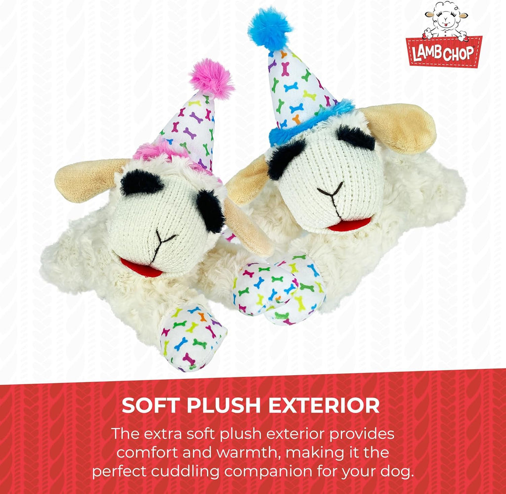 Multipet Lamb Chop Dog Plush Toy - Squeaky Toy for All Dogs - Extra Soft Plush - Stuffed Animal Dog Toy for Cuddling & Playing - Cute Pet Toy (6", Cream)