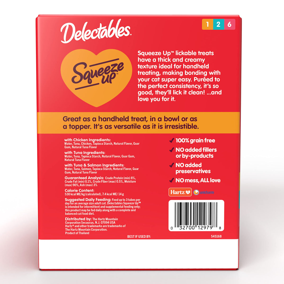 Delectables Squeeze Up Variety Pack, Creamy Squeezable Puree, Lickable Wet Cat Treats, Grain Free, No Added Fillers, No by-Products, No Added Preservatives, 0.5 Ounces Tube, 20 Tubes Total