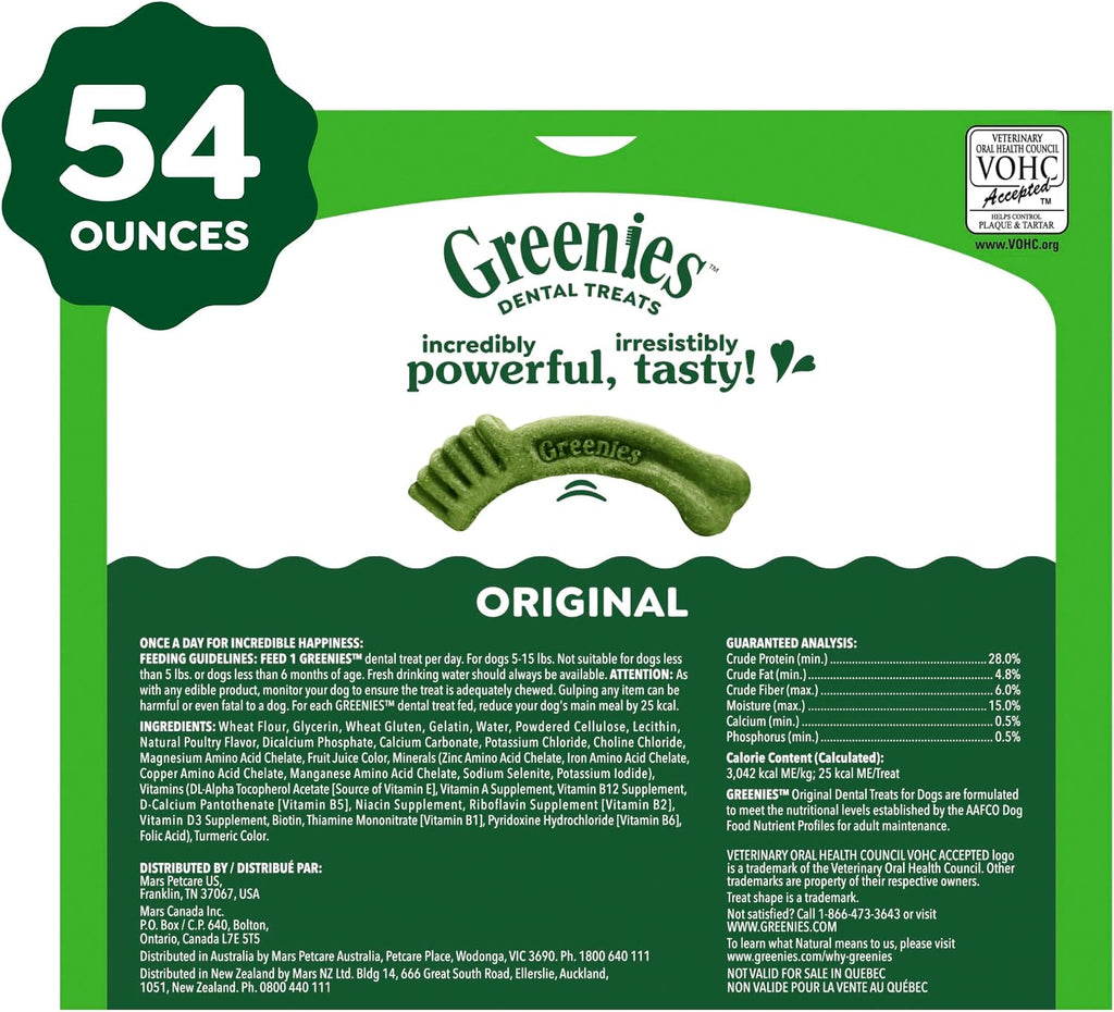 Greenies Teenie Original Natural Dental Dog Treats, Chicken, 130 Count