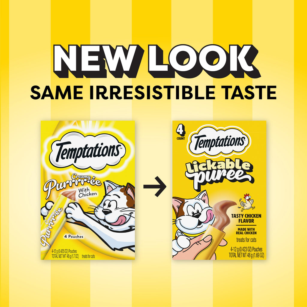 Temptations Creamy Puree Lickable Cat Treats, Beef Liver, 16 Count