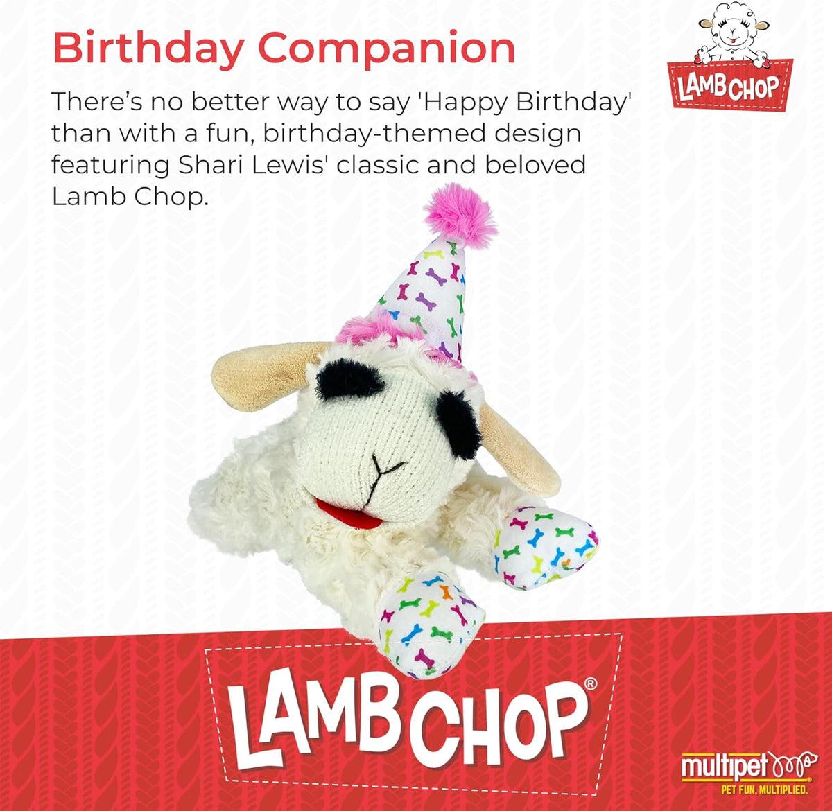 Multipet Lamb Chop Dog Plush Toy - Squeaky Toy for All Dogs - Extra Soft Plush - Stuffed Animal Dog Toy for Cuddling & Playing - Cute Pet Toy (6", Cream)
