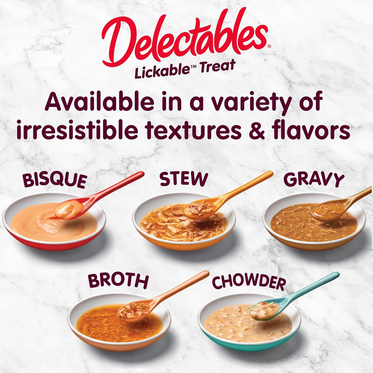 Delectables Lickable Treat Bisque Wet Cat Treat Variety Pack, Food Topper, Hydrating, Grain-Free, No Fillers, No By-Products, No Added Preservatives, 1.4oz Pouch, 30ct