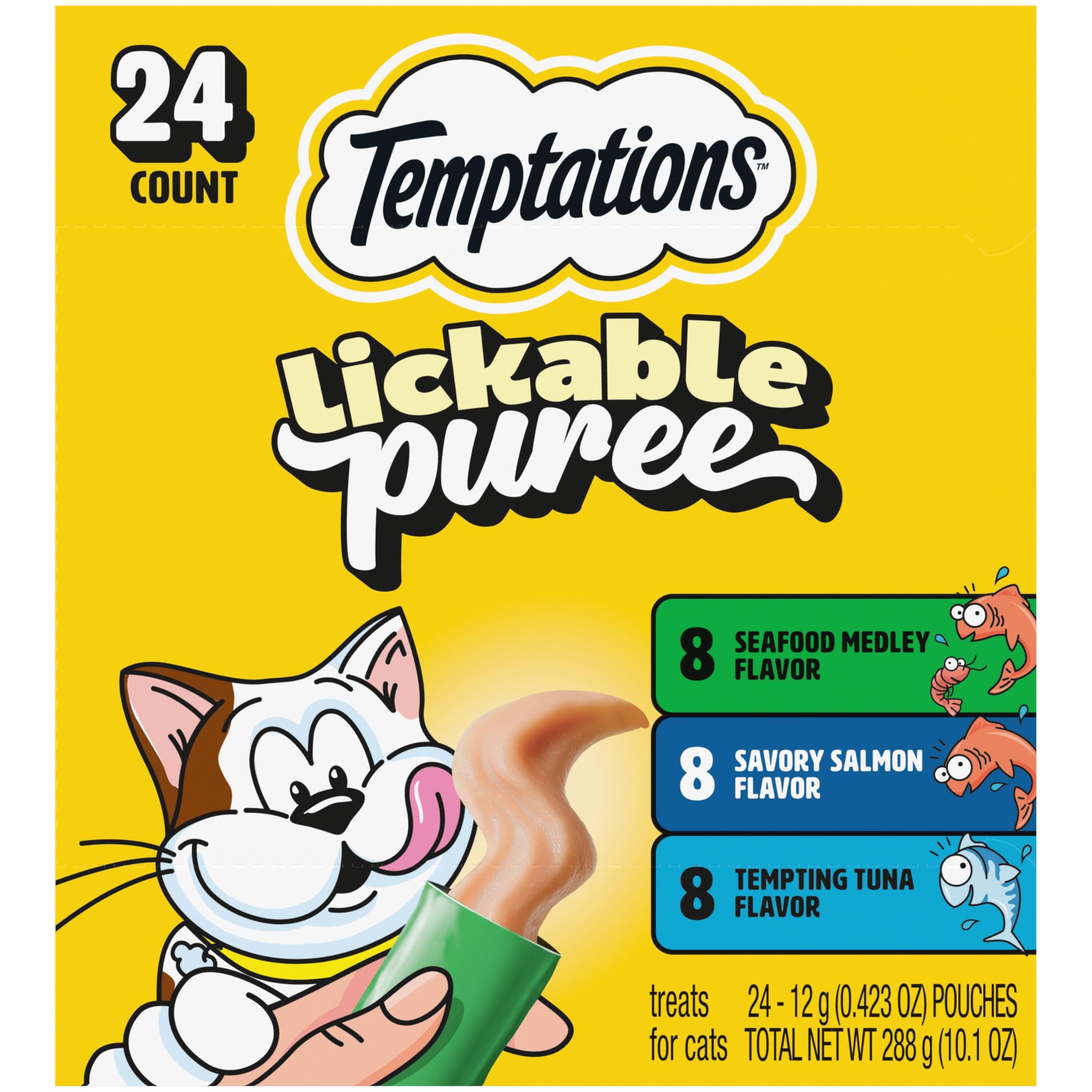 Temptations Creamy Puree Lickable Cat Treats, Beef Liver, 16 Count