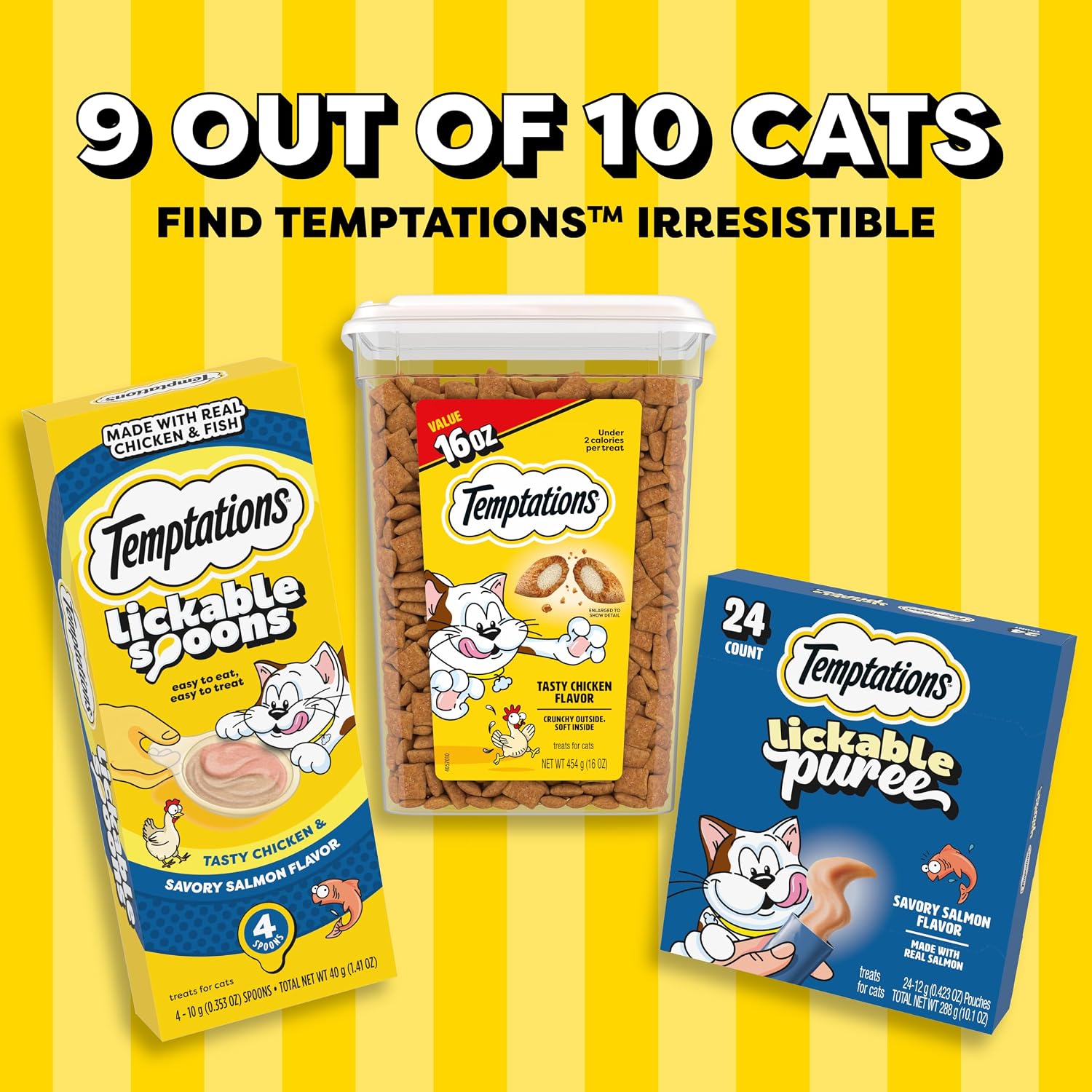Temptations Classic Crunchy and Soft Cat Treats, Seafood Medley, 16 oz