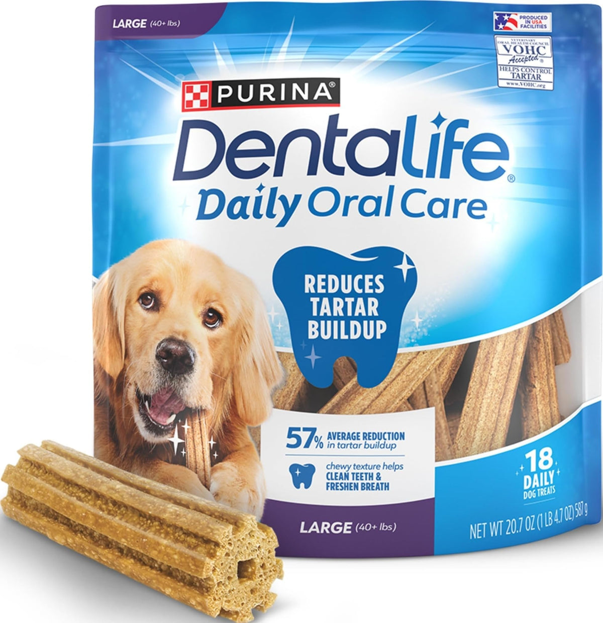 Dentalife Purina Daily Oral Care Dental Dog Treats for Large Dogs, 30 ct